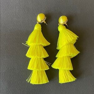 Vibrant Yellow Tassel Earrings